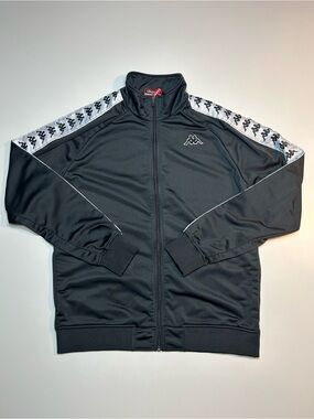 Kappa 222 Banda Anniston Track Jacket Black White Retro Full Zip